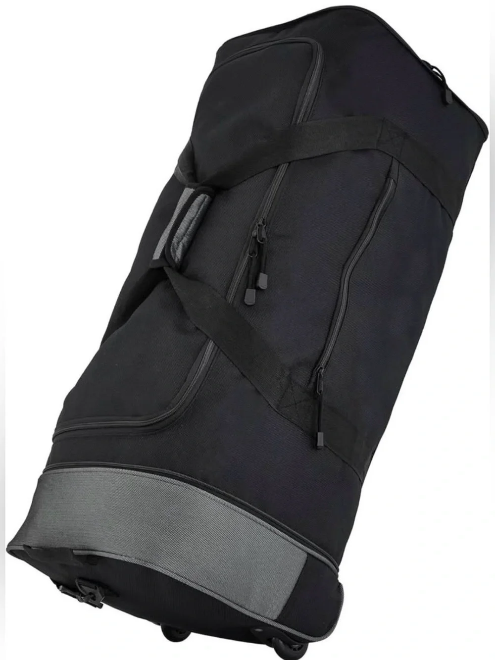 32 inch duffel bag expandable with two wheels and foldable to small size